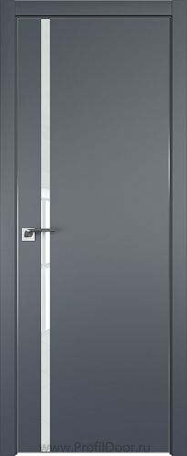 Дверь Profil Doors 22E цвет Антрацит кромка Матовый Алюминий с 4-х сторон стекло Lacobel Белый лак
