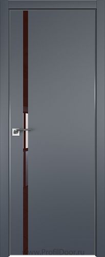 Дверь Profil Doors 22E цвет Антрацит кромка Матовый Алюминий с 4-х сторон стекло Lacobel Коричневый лак