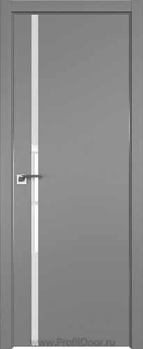 Дверь Profil Doors 22E цвет Грей кромка Матовый Алюминий с 4-х сторон стекло Lacobel Белый лак