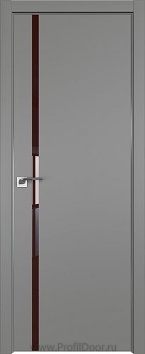 Дверь Profil Doors 22E цвет Грей кромка Матовый Алюминий с 4-х сторон стекло Lacobel Коричневый лак