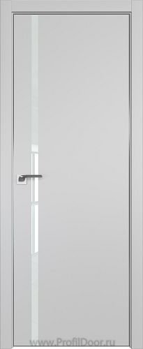 Дверь Profil Doors 22E цвет Манхэттен кромка Матовый Алюминий с 4-х сторон стекло Lacobel Белый лак