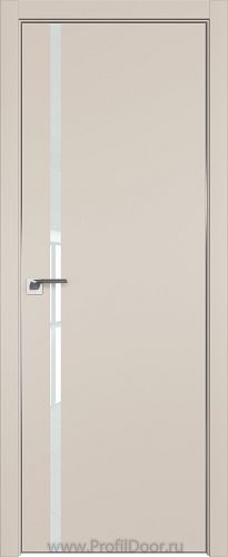 Дверь Profil Doors 22E цвет Санд кромка Матовый Алюминий с 4-х сторон стекло Lacobel Белый лак