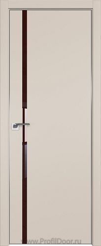 Дверь Profil Doors 22E цвет Санд кромка Матовый Алюминий с 4-х сторон стекло Lacobel Коричневый лак