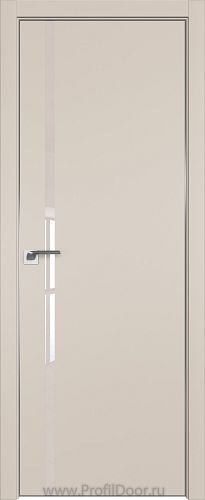 Дверь Profil Doors 22E цвет Санд кромка Матовый Алюминий с 4-х сторон стекло Lacobel Перламутровый лак