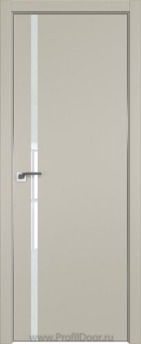 Дверь Profil Doors 22E цвет Шеллгрей кромка Матовый Алюминий с 4-х сторон стекло Lacobel Белый лак