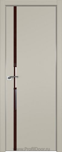 Дверь Profil Doors 22E цвет Шеллгрей кромка Матовый Алюминий с 4-х сторон стекло Lacobel Коричневый лак