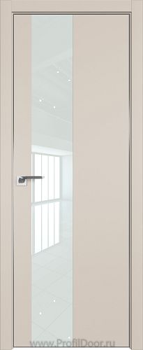 Дверь Profil Doors 5E цвет Санд кромка Матовый Алюминий с 4-х сторон стекло Lacobel Белый лак