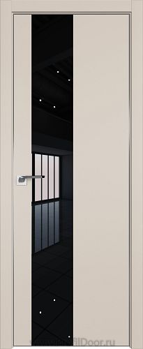 Дверь Profil Doors 5E цвет Санд кромка Матовый Алюминий с 4-х сторон стекло Lacobel Черный лак