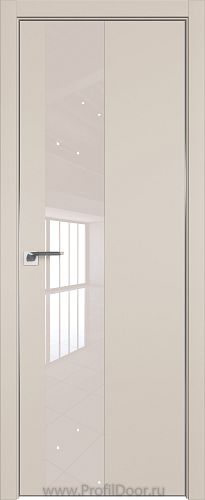 Дверь Profil Doors 5E цвет Санд кромка Матовый Алюминий с 4-х сторон стекло Lacobel Перламутровый лак