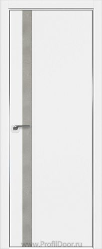 Дверь Profil Doors 6E цвет Аляска кромка Матовый Алюминий с 4-х сторон вставка Бетон Платина