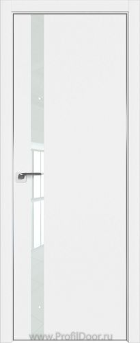 Дверь Profil Doors 6E цвет Аляска кромка Матовый Алюминий с 4-х сторон стекло Lacobel Белый лак