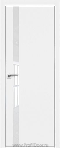 Дверь Profil Doors 6E цвет Аляска кромка Матовый Алюминий с 4-х сторон стекло Lacobel лак Классик
