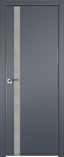 Дверь Profil Doors 6E цвет Антрацит кромка Матовый Алюминий с 4-х сторон вставка Бетон Платина