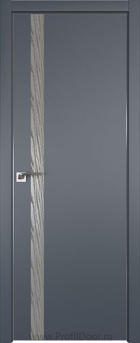 Дверь Profil Doors 6E цвет Антрацит кромка Матовый Алюминий с 4-х сторон вставка Дуб SKY Denim