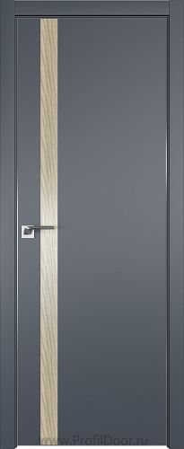 Дверь Profil Doors 6E цвет Антрацит кромка Матовый Алюминий с 4-х сторон вставка Дуб SKY Крем