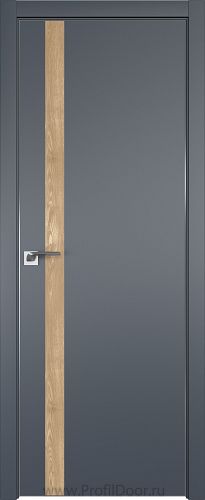 Дверь Profil Doors 6E цвет Антрацит кромка Матовый Алюминий с 4-х сторон вставка Каштан Натуральный