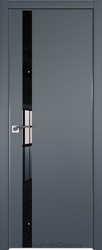 Дверь Profil Doors 6E цвет Антрацит кромка Матовый Алюминий с 4-х сторон стекло Lacobel Черный лак
