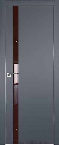 Дверь Profil Doors 6E цвет Антрацит кромка Матовый Алюминий с 4-х сторон стекло Lacobel Коричневый лак