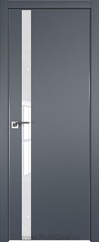 Дверь Profil Doors 6E цвет Антрацит кромка Матовый Алюминий с 4-х сторон стекло Lacobel лак Классик