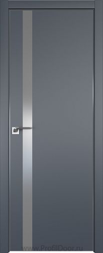 Дверь Profil Doors 6E цвет Антрацит кромка Матовый Алюминий с 4-х сторон стекло Lacobel Серебро Матлак