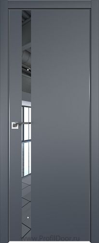 Дверь Profil Doors 6E цвет Антрацит кромка Матовый Алюминий с 4-х сторон стекло Зеркало