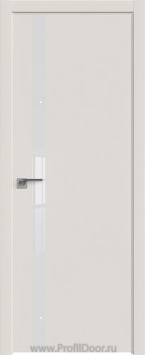 Дверь Profil Doors 6E цвет ДаркВайт кромка ABS Черная матовая с 4-х сторон стекло Lacobel Белый лак