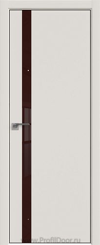 Дверь Profil Doors 6E цвет ДаркВайт кромка BLACK EDITION с 4-х сторон стекло Lacobel Коричневый лак