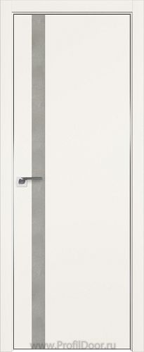Дверь Profil Doors 6E цвет ДаркВайт кромка Матовый Алюминий с 4-х сторон вставка Бетон Платина