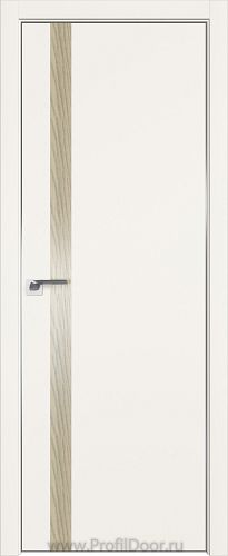 Дверь Profil Doors 6E цвет ДаркВайт кромка Матовый Алюминий с 4-х сторон вставка Дуб SKY Крем
