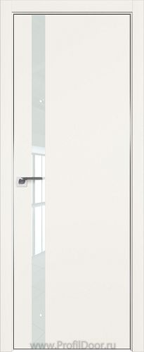 Дверь Profil Doors 6E цвет ДаркВайт кромка Матовый Алюминий с 4-х сторон стекло Lacobel Белый лак