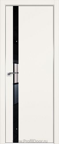 Дверь Profil Doors 6E цвет ДаркВайт кромка Матовый Алюминий с 4-х сторон стекло Lacobel Черный лак