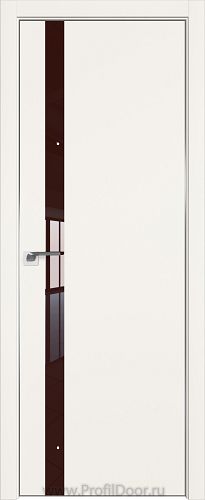Дверь Profil Doors 6E цвет ДаркВайт кромка Матовый Алюминий с 4-х сторон стекло Lacobel Коричневый лак