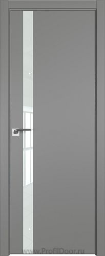 Дверь Profil Doors 6E цвет Грей кромка Матовый Алюминий с 4-х сторон стекло Lacobel Белый лак