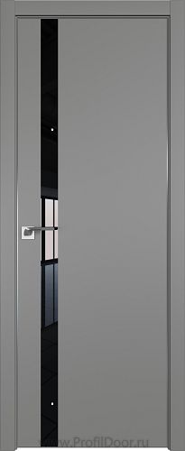Дверь Profil Doors 6E цвет Грей кромка Матовый Алюминий с 4-х сторон стекло Lacobel Черный лак