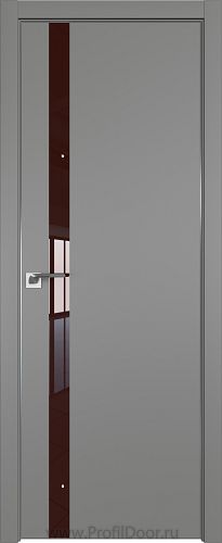 Дверь Profil Doors 6E цвет Грей кромка Матовый Алюминий с 4-х сторон стекло Lacobel Коричневый лак