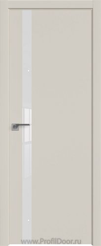 Дверь Profil Doors 6E цвет Магнолия Сатинат кромка ABS Черная матовая с 4-х сторон стекло Lacobel Белый лак