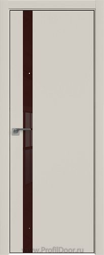 Дверь Profil Doors 6E цвет Магнолия Сатинат кромка BLACK EDITION с 4-х сторон стекло Lacobel Коричневый лак