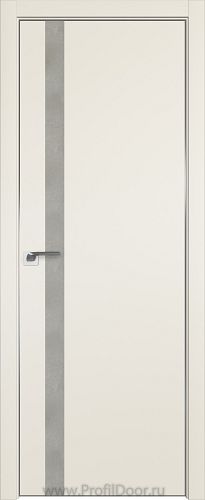Дверь Profil Doors 6E цвет Магнолия Сатинат кромка Матовый Алюминий с 4-х сторон вставка Бетон Платина