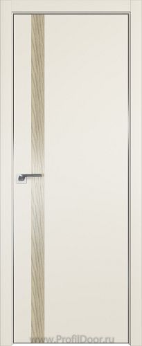 Дверь Profil Doors 6E цвет Магнолия Сатинат кромка Матовый Алюминий с 4-х сторон вставка Дуб SKY Крем