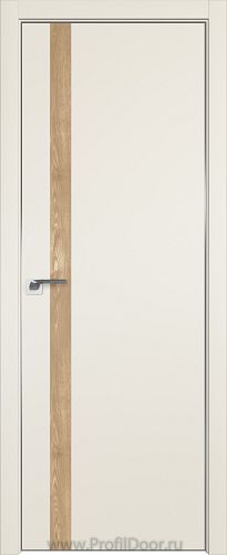 Дверь Profil Doors 6E цвет Магнолия Сатинат кромка Матовый Алюминий с 4-х сторон вставка Каштан Натуральный