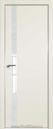 Дверь Profil Doors 6E цвет Магнолия Сатинат кромка Матовый Алюминий с 4-х сторон стекло Lacobel Белый лак
