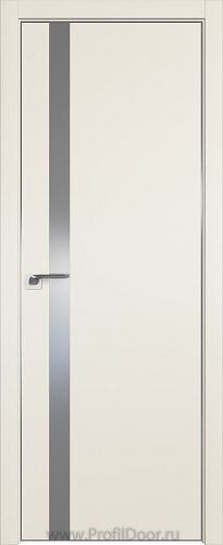 Дверь Profil Doors 6E цвет Магнолия Сатинат кромка Матовый Алюминий с 4-х сторон стекло Lacobel Серебро Матлак