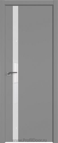 Дверь Profil Doors 6E цвет Манхэттен кромка ABS Черная матовая с 4-х сторон стекло Lacobel Белый лак
