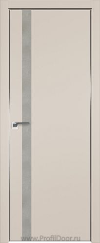 Дверь Profil Doors 6E цвет Санд кромка Матовый Алюминий с 4-х сторон вставка Бетон Платина