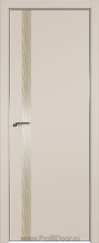 Дверь Profil Doors 6E цвет Санд кромка Матовый Алюминий с 4-х сторон вставка Дуб SKY Крем