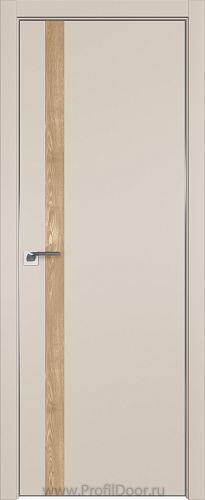 Дверь Profil Doors 6E цвет Санд кромка Матовый Алюминий с 4-х сторон вставка Каштан Натуральный