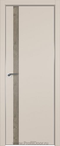 Дверь Profil Doors 6E цвет Санд кромка Матовый Алюминий с 4-х сторон вставка Каштан Темный