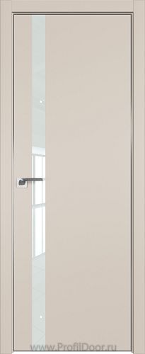 Дверь Profil Doors 6E цвет Санд кромка Матовый Алюминий с 4-х сторон стекло Lacobel Белый лак
