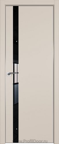 Дверь Profil Doors 6E цвет Санд кромка Матовый Алюминий с 4-х сторон стекло Lacobel Черный лак
