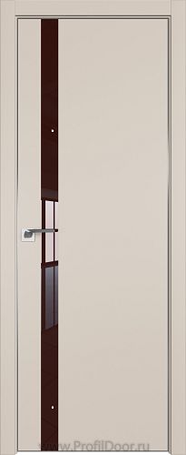 Дверь Profil Doors 6E цвет Санд кромка Матовый Алюминий с 4-х сторон стекло Lacobel Коричневый лак
